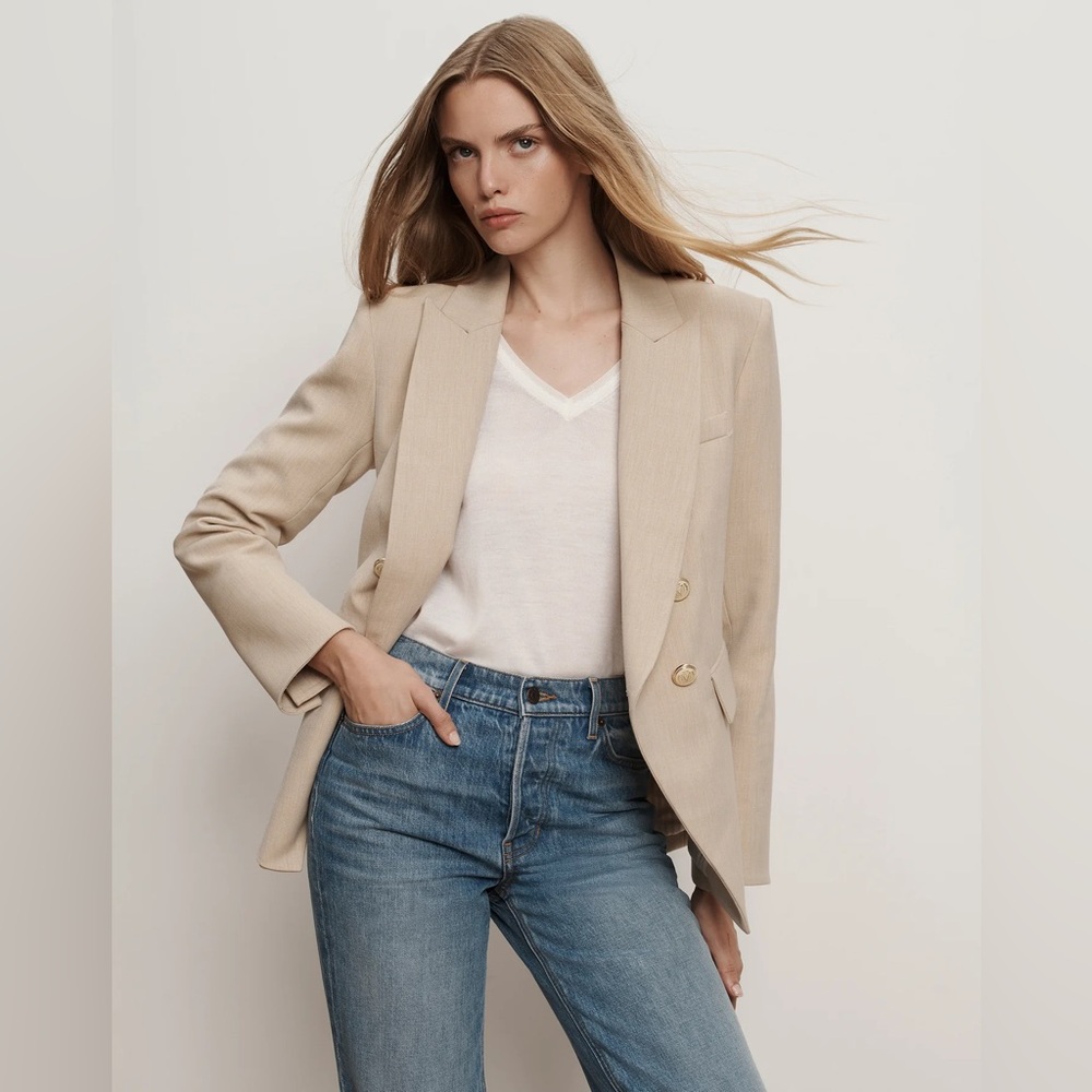 SOLD Veronica Beard Miller Dickey Blazer Crest Button Double-Breasted Size 16 - Picture 3 of 8